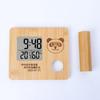 Pure Bamboo and Wood Temperature and Humidity Electronic Clock, Small and Cute Panda Digital Alarm Clock, Three-dimensional Desktop Ornament