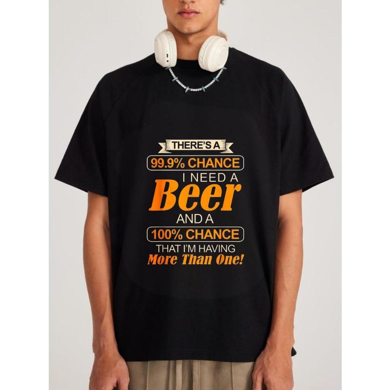 

White T-Shirt with Beer Humor Graphic and Text for Casual Wear and Party Outfits XXXXL чёрный