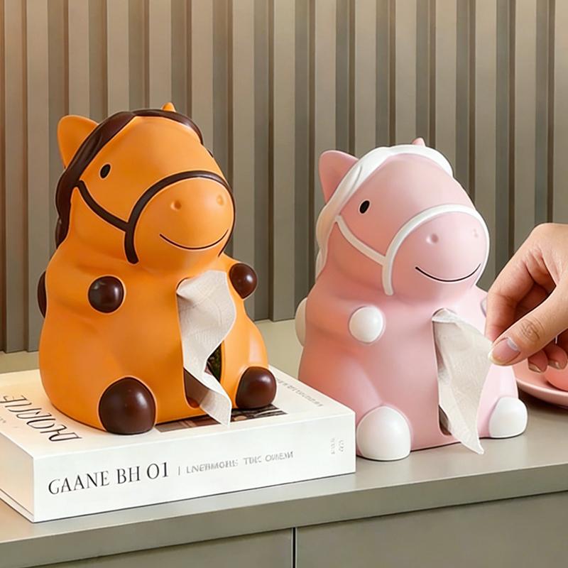 Cute Pony Tissue Box Home Living Room Decoration Ornament Horse Tissue Box Kitchen and Bathroom Storage Supplies Gift