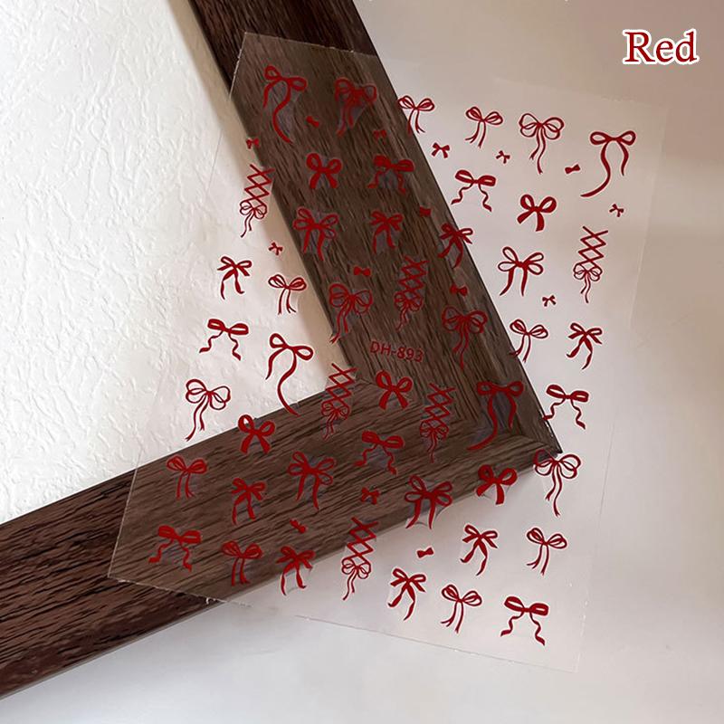 

1 лист наклейки для ногтей «Бантик и лента» Каваий бабочка Самоклеящиеся наклейки для нейл-арта DIY Маникюрный декор Наклейка «Бантики» красный