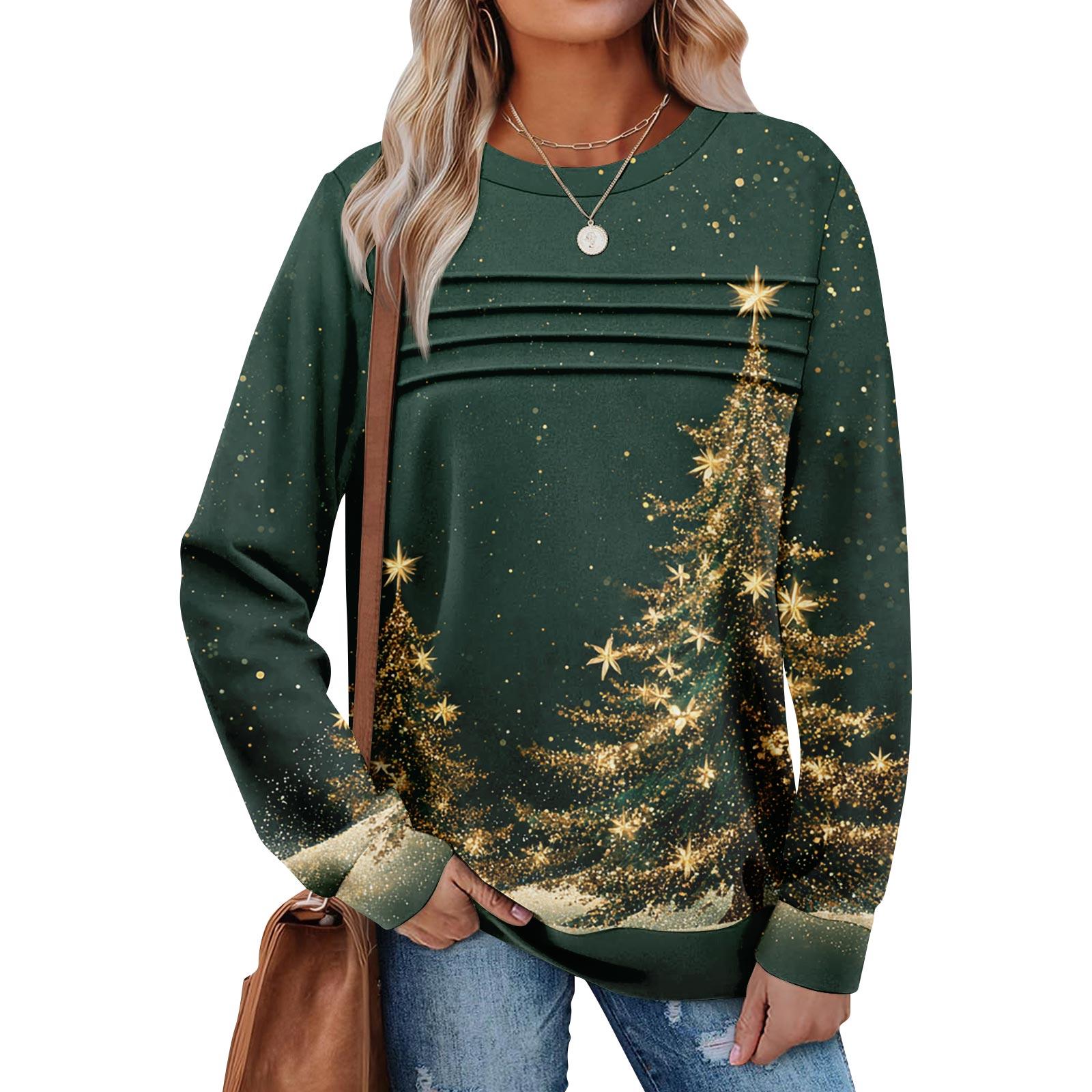 

Женский повседневный свитшот с длинным рукавом и круглым вырезом, приталенный плиссированный топ L зелёный