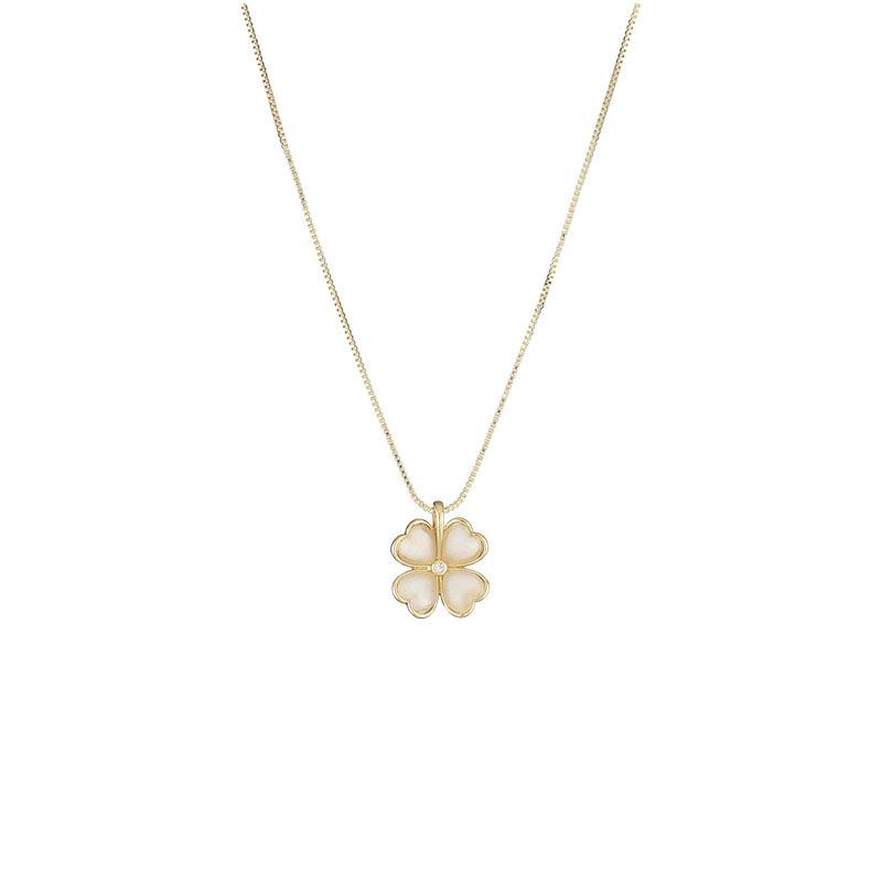 

Высококачественная легкая роскошная подвеска-лепесток с камнем кошачий глаз и четырьмя листочками клевера на ключицу для женщин с нишевым дизайном