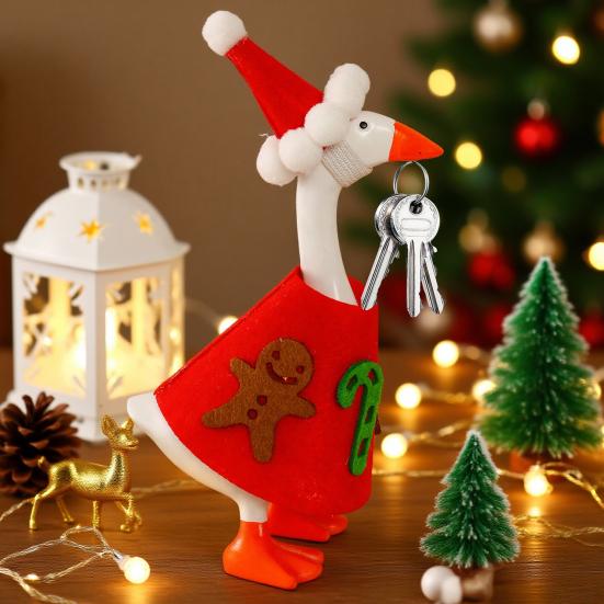 Christmas Goose Costume Felt Fabric Seasonal Goose Figurines Costume Handmade Festive Outfit Table Desk Decoration