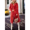 2024 Herbst/Winter Damenmode Modische Elegante Schnürung Revers Plüsch Lange Jacke für Damen