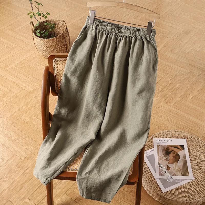 Damen Sommer High-Waist Schlankmachende Karotten Haremshose