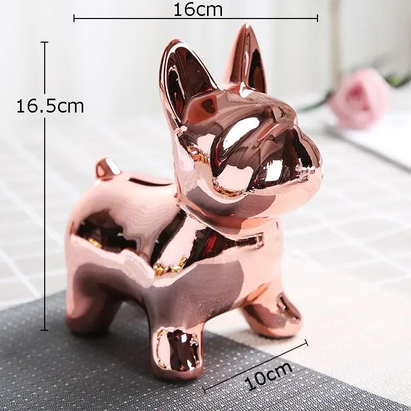 

Gold Plated Bulldog Ceramics Statue Crafts Desk Decoration Ornaments Abstract Animal Sculpture Room Aesthetics Furnishings