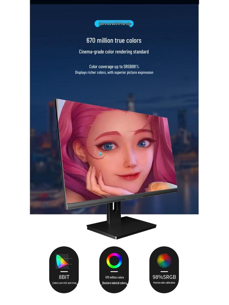 Monitor de gaming HD IPS de 27 inch fără margini, ecran LCD prietenos cu ochii