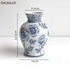 Jingdezhen Ceramic Vase  Blue and White Porcelain Vase Hydroponic Flower Apparatus Home Decoration Accessories Desktop Ornaments