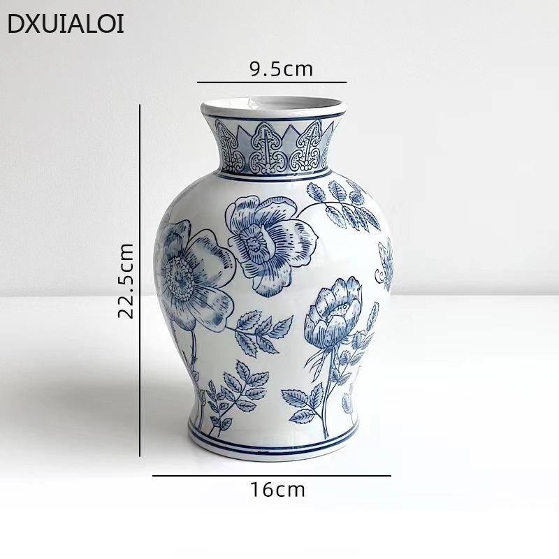 Jingdezhen Ceramic Vase  Blue and White Porcelain Vase Hydroponic Flower Apparatus Home Decoration Accessories Desktop Ornaments