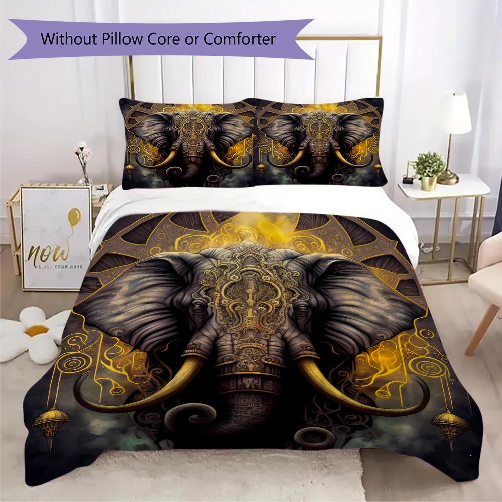 1PC Elephant Theme Bedding Quilt Set Quilt Cover Pillowcase Home Decoration Birthday Gift (1 * duvet cover + 2 * pillowcase, without core)A15