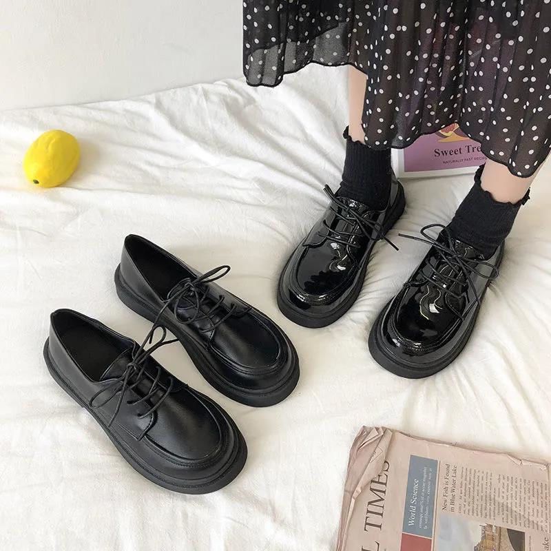 Black Small Leather Shoes Women's Japanese Jk Shoes Spring New British Style Versatile Retro Flat Shoes