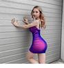 Sexy backless purple mesh suspender dress women's autumn new nightclub dancing spice girl outfit temperament hip skirt