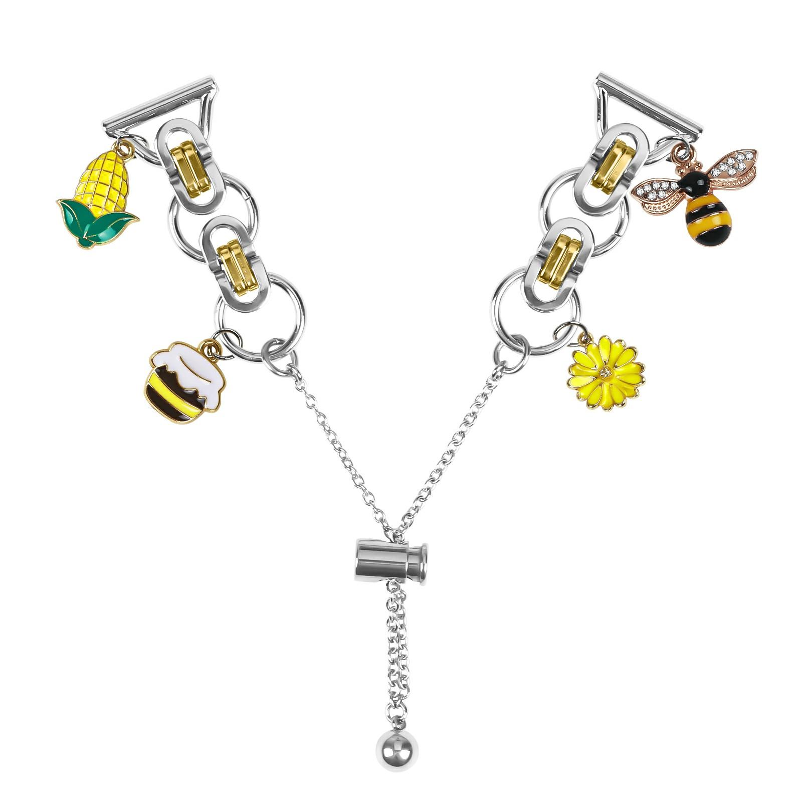 

For Garmin Forerunner 245/245 Music Electroplated Metal Alloy Band Single Loop Chain Bracelet Strap Silver/Gold