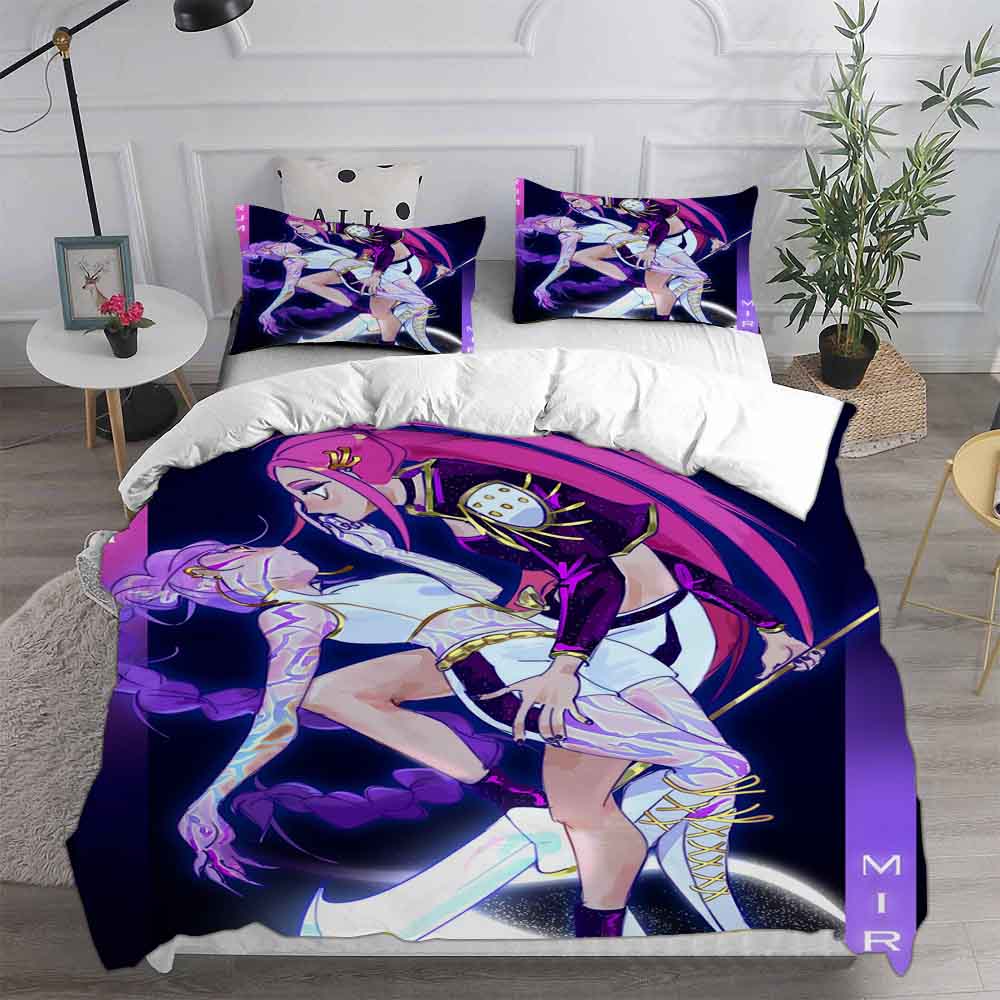 KPop Dämonenjäger Rumi Mira Zoe Bettwäschesets Steppdecke Quilt Bettbezug Bettdeckenbezug Kissenbezug 2-3-teilige Sets Kinder Erwachsenengröße