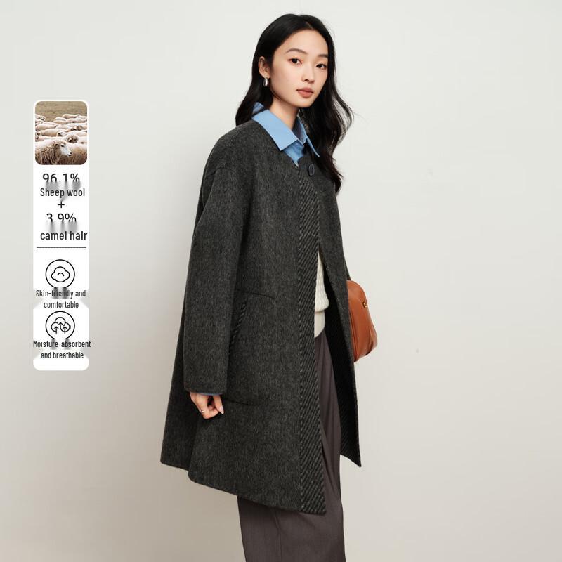 Elva' Island Women's Double-Sided Wool Blend Short Coat