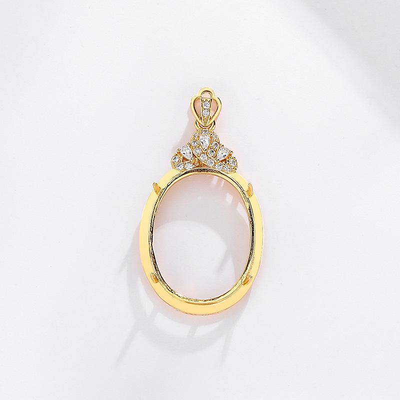 S925 Silver Women's Oval Round Pendant Setting for Inlay - Light Luxury Necklace Accessory