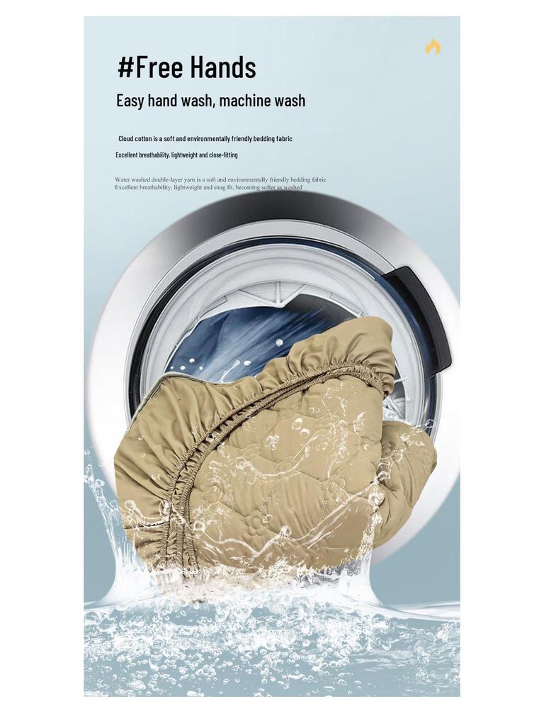 Cloud Cotton Skin-Friendly Thickened Fitted Sheet: Solid Color, Pure Cotton, Non-Slip, Machine Washable.