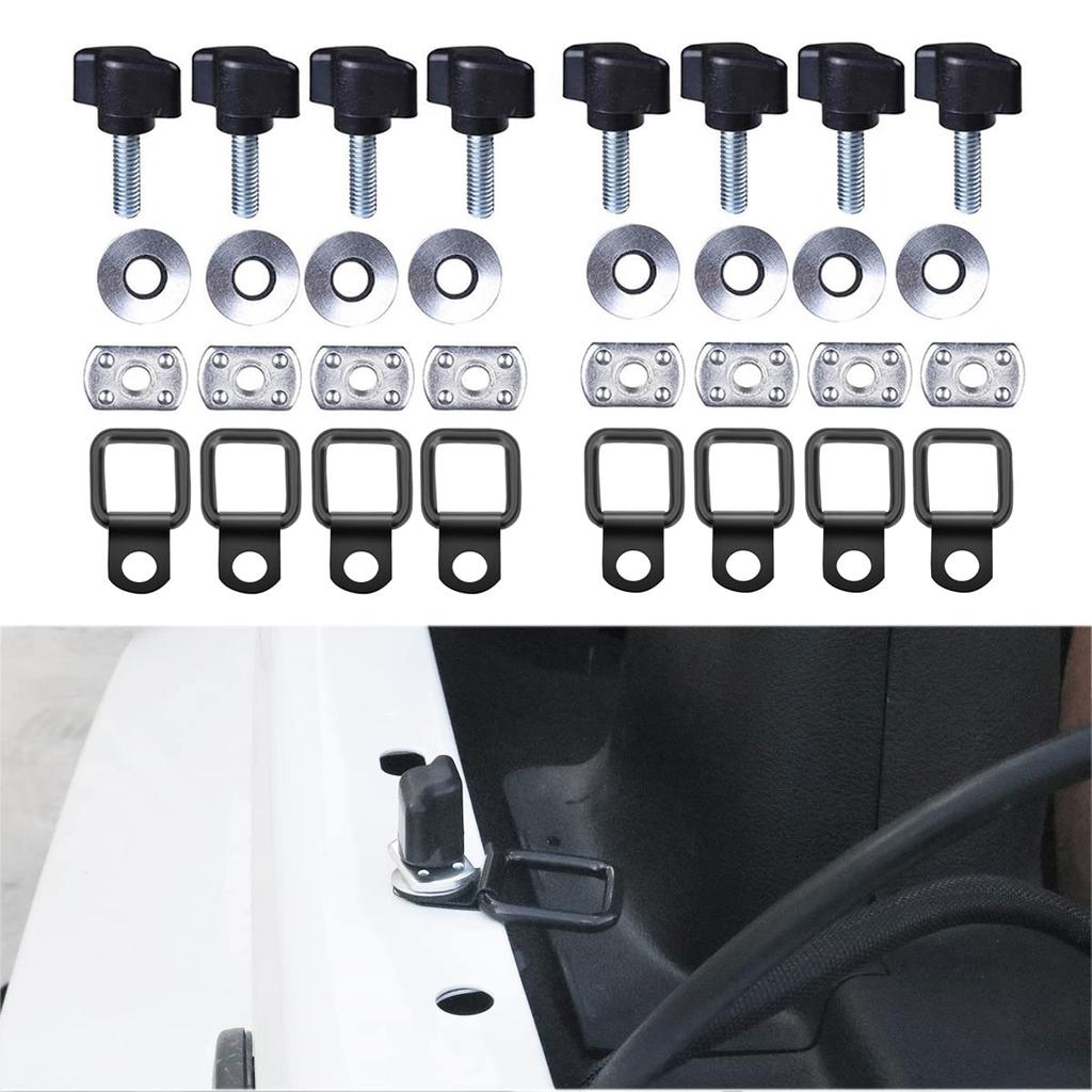 Hardtop Quick Removal Thumb Screws Nut Washer Tie-Down D-Rings Compatible With Jeep Wrangler JK YJ TJ JKU Black