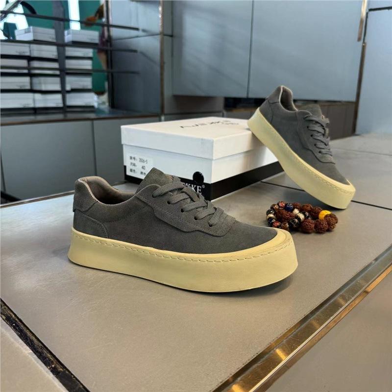 

Comfortable thick-soled flat-soled leather casual sports shoes daily low-top summer new xs 38 серый