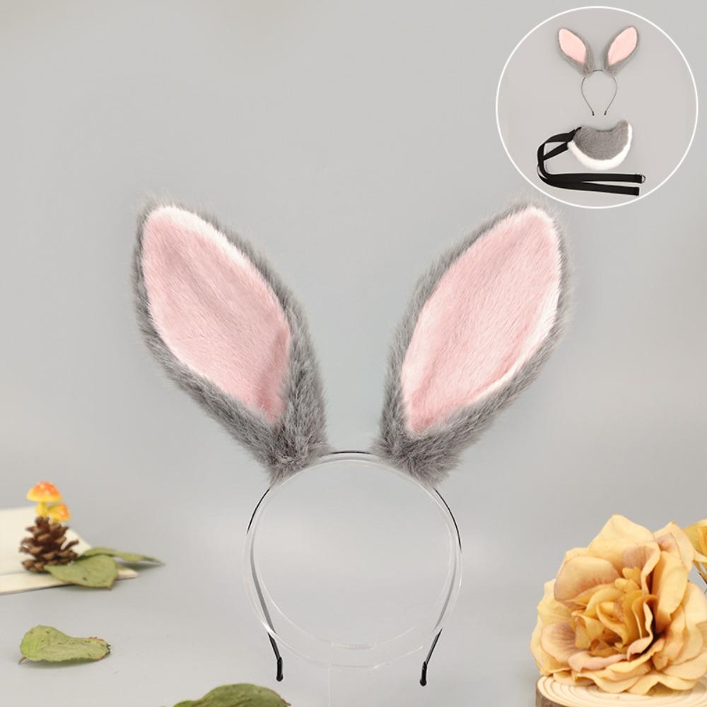 Animal Ear Long Rabbit Ears Headband Cute Decorative Headband Plush Bunny Ear Hair Hoop  Daily Wear