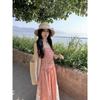 Women's Retro Plaid Lace Bandeau Dress - 2026 Spring/Summer Waist-Cinched Skirt