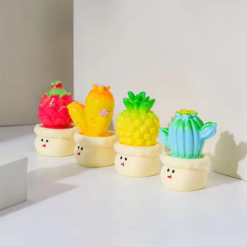 Resin Cartoon Solid Color Fruit Plant Small Potted Creative Car Decoration Desktop Computer Keyboard Ornament Set