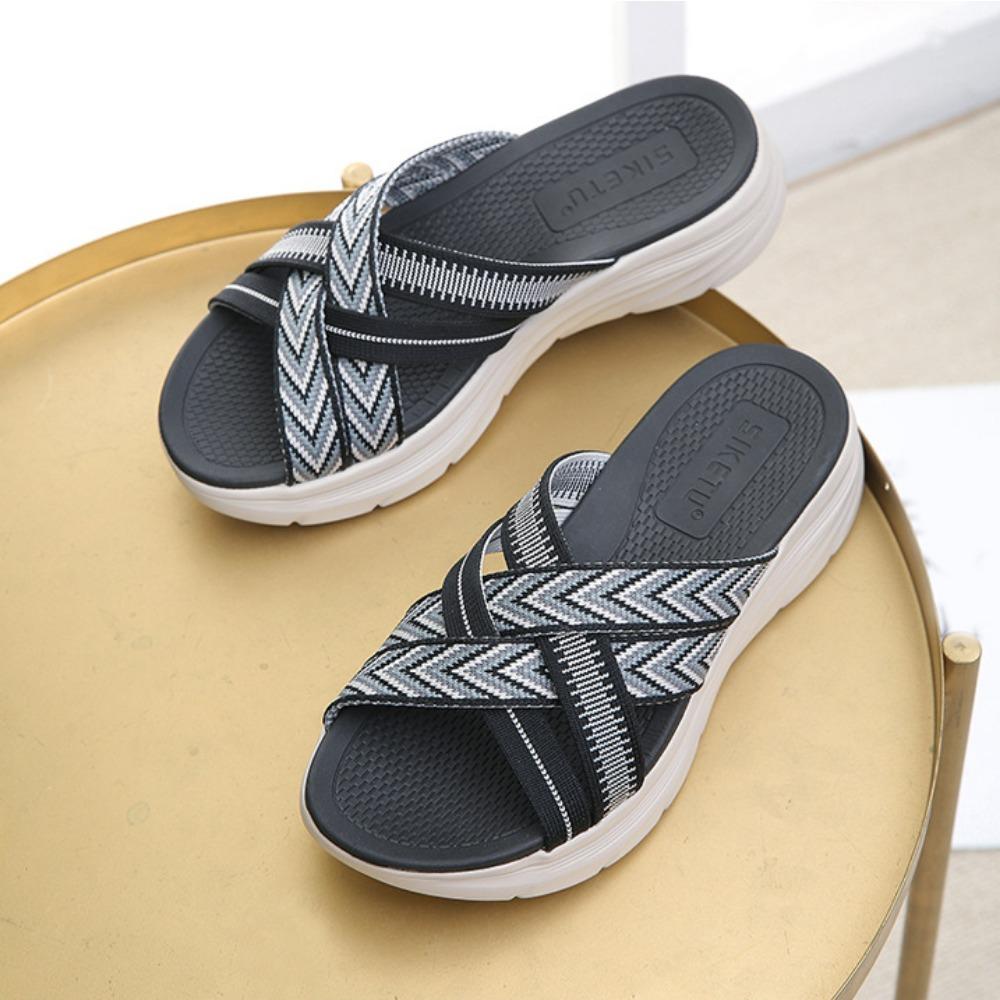 Slippers Women s 2026 Summer New Product Sandals Womens Lightweight Sporty Comfortable Elastic Oversized 42 Thick Soled Slippers 35 чёрный