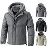 Men Cotton Coat Hooded Long Sleeve Plush Lining Fake Two Pieces Jacket Zipper Placket Windproof Thermal Insulation Outerwear