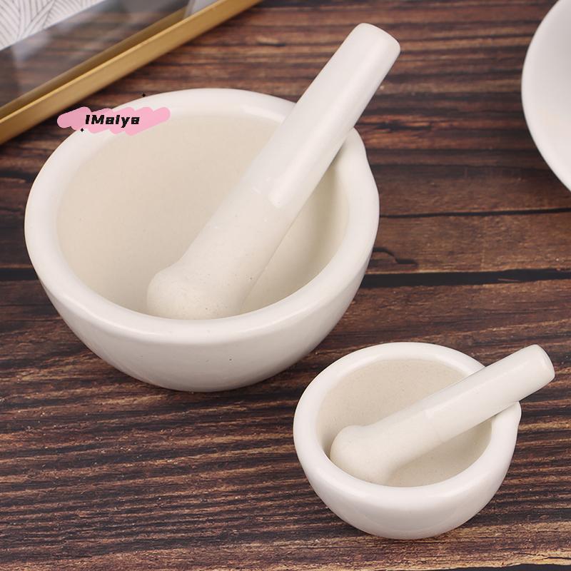 M-Chinese Ceramics Spice Hand Mill Grinder Set - 60/80/100mm Mortar Pestle DIY Tools for Seasoning Mills Soap Wax Heating Bowl