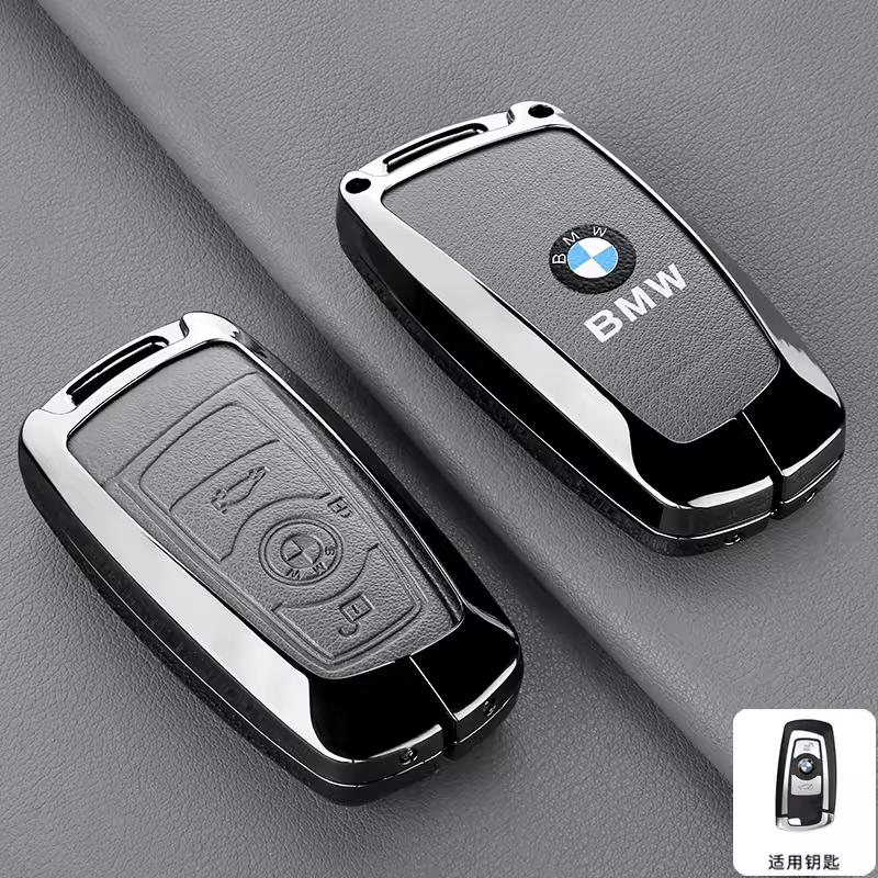 Zinc Alloy Leather Car Remote Key Case Cover for BMW 1 3 5 7 Series X1 X3 X4 X5 F10 F15 F16 F20 F30 F18 F25 M3 M4 E34 Sticker