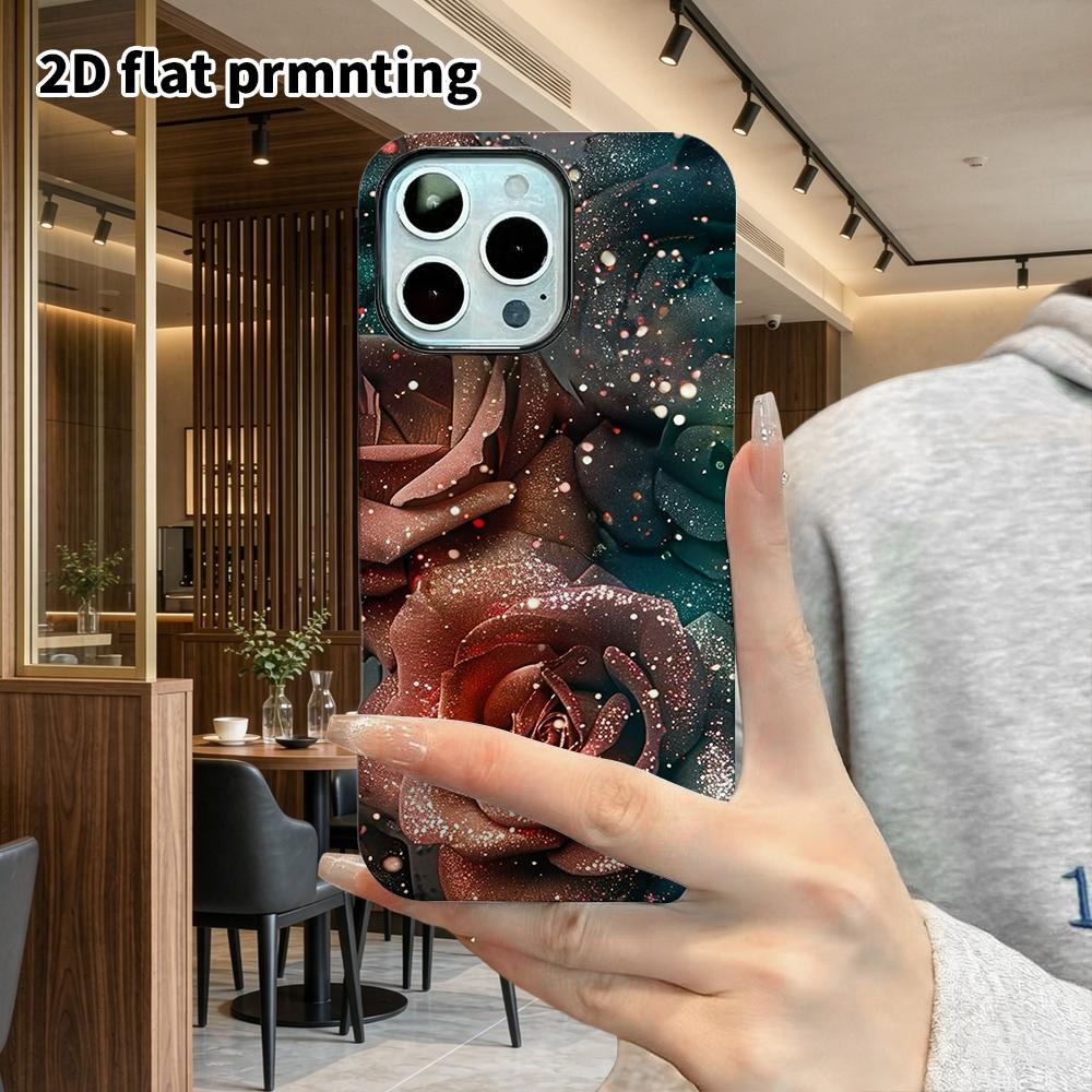 Phone Case: 2D Flat Design Suitable for iPhone 18 17 16 15 14 13 Pro Film Protective Case, Couple Style, Vintage Rose, Christmas and Halloween Gift