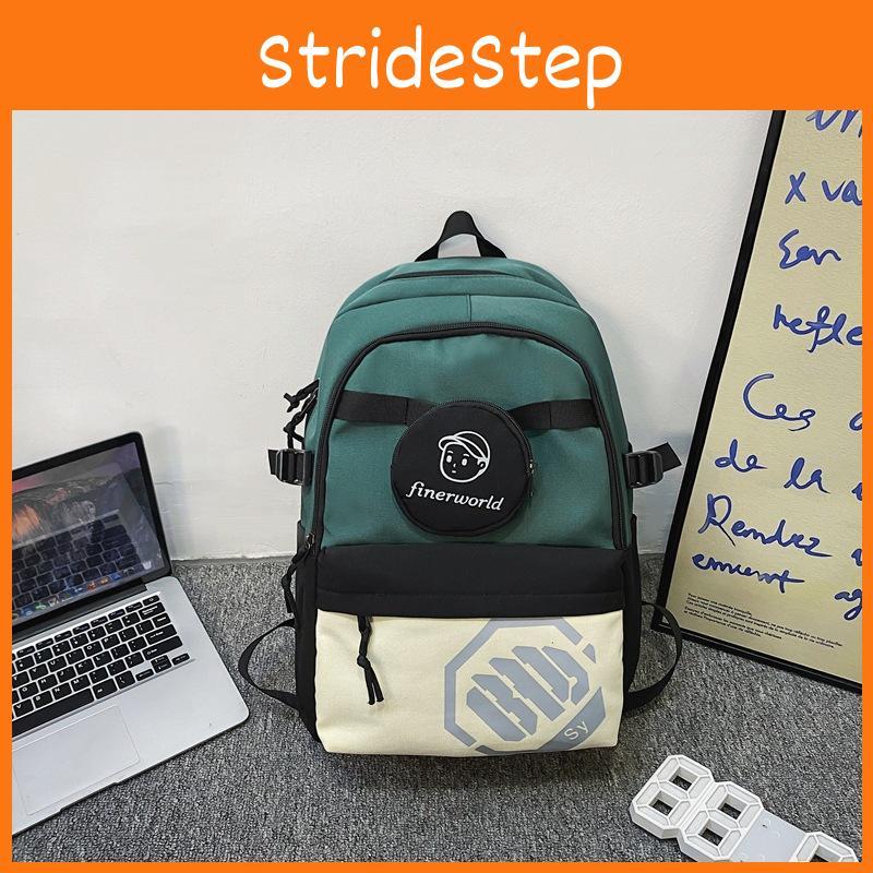 Blocked Color Fashion Letter Print Student Leisure Backpack With Coin Purse