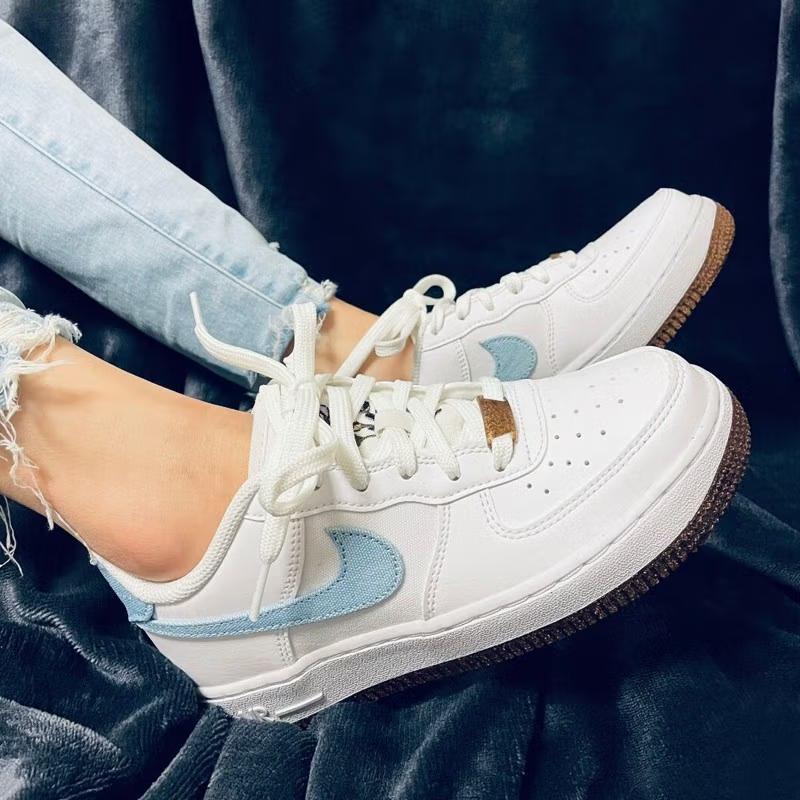 Nike Air Force 1 Low LV8 Indigo Canvas Cork White GS Sneakers DA3093-100