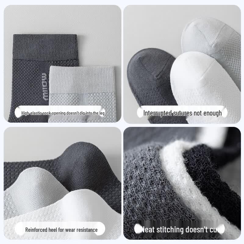 MIIOW Men's 100% Cotton Mesh Mid-Calf Socks (5 Pairs)