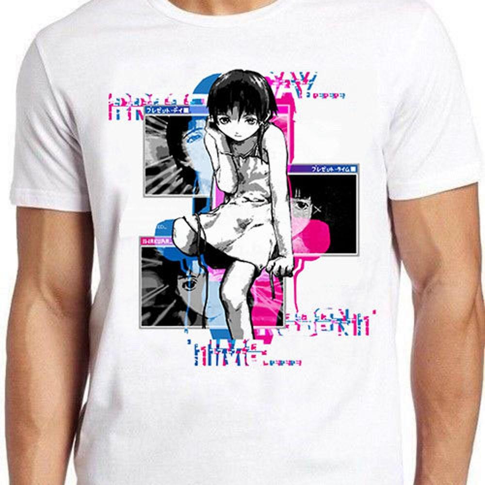 

Футболка из 100% хлопка плотностью 230 г/м2 с рисунком «Эксперименты с сериалом» Lain, японская забавная, остроумная, смешная, мемная, подарочная футболка с культовым фильмом 875 XS белый