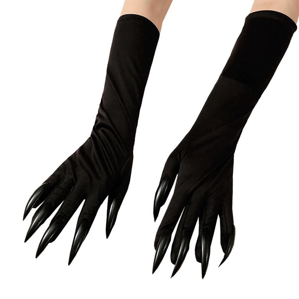 Czarne Rękawiczki Szpon Ducha na Halloween z Długimi Pazurami do Kostiumów Cosplay