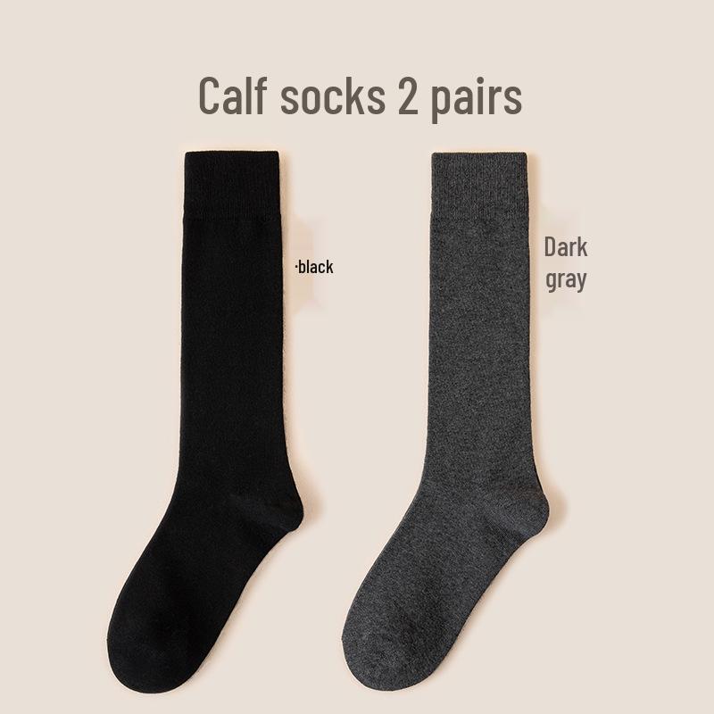 Women's Premium Cotton Mid-Calf & Thigh-High Socks: Versatile for All Seasons, Black