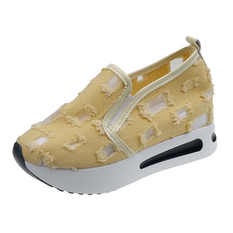 Summer new large size breathable inner height increase single shoes women's casual one pedal