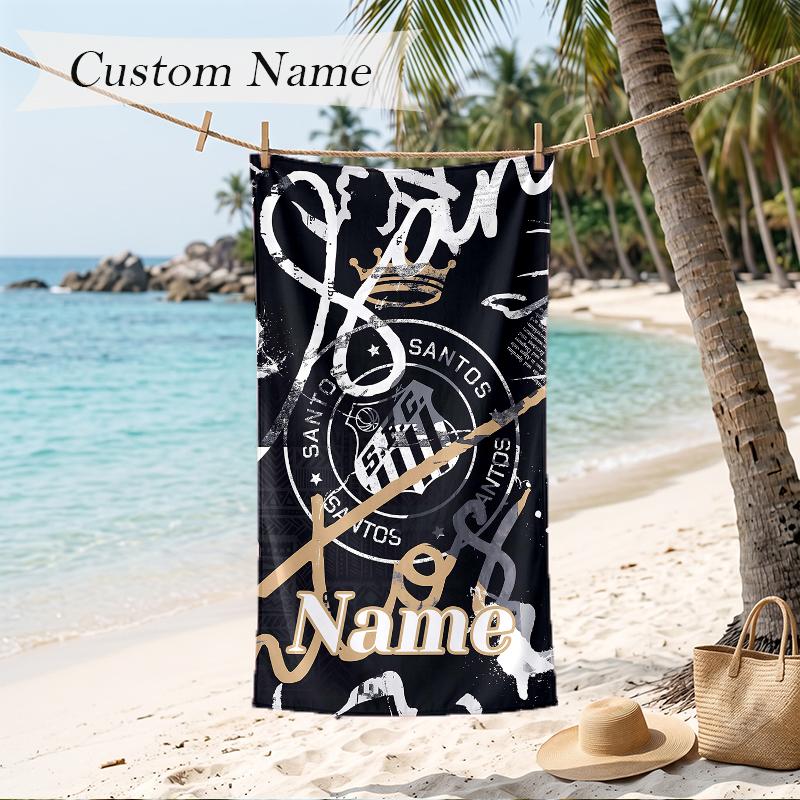 SANTOS Custom Name Printed Beach Towel Personalized Soft Towel For Swimming Beach Travel