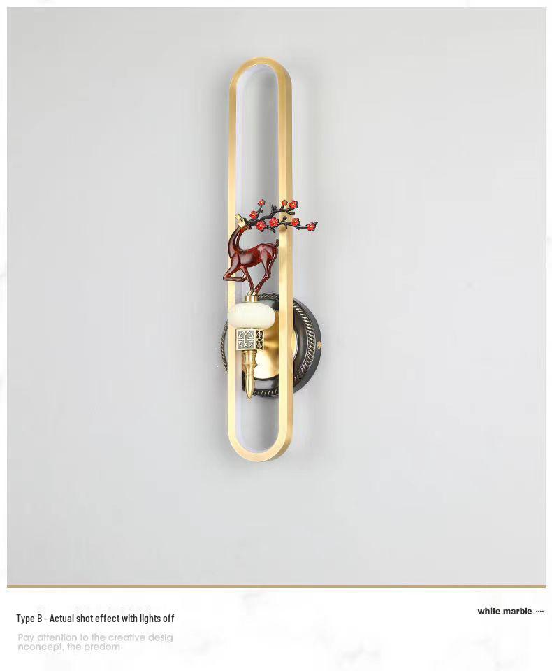 Chinese Cloisonné Enamel Brass Wall Lamp - Minimalist Bedside, Stair, Corridor & Living Room Light