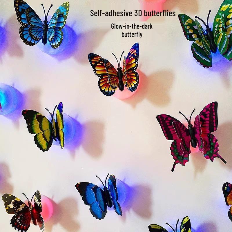 Luminous 3D Butterfly Wall Stickers: Glowing Decoration for Christmas Scenes and Bedrooms