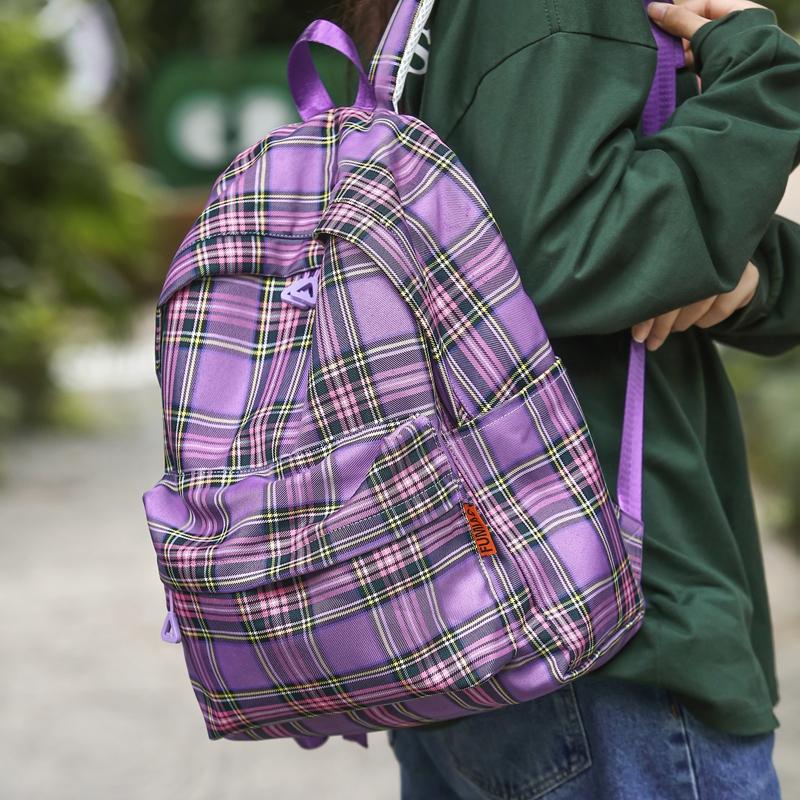 Studentský kostkovaný školní batoh Dámský velkokapacitní batoh Cestovní batoh