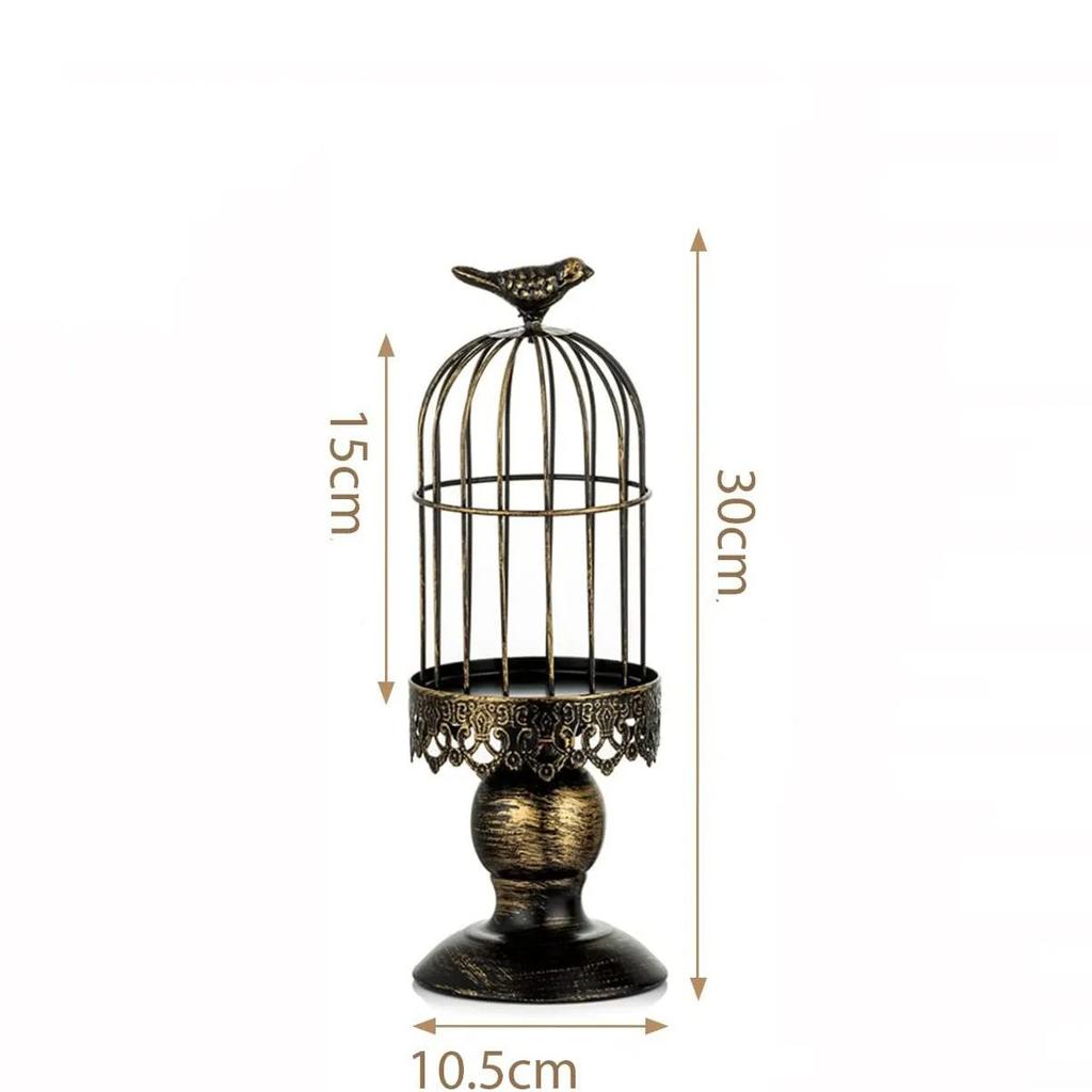 Creativity Retro Bird Cage Candle Holder Ornament Ironwork Candlestick Photography Wedding Restaurant Props Home Decor