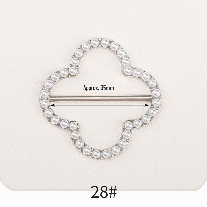 Premium Metal Buckle Summer Korean T-Shirt with Pearl Round Top Knot