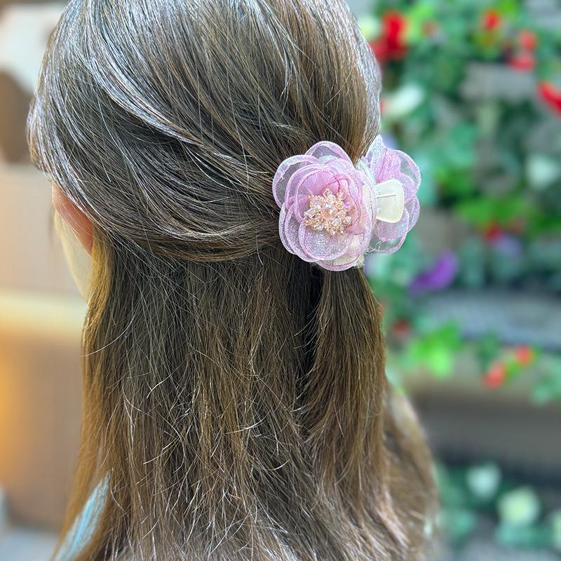 Flower Grabbing Female Hairpin Headpiece Small Shark Clip Top At Back Of Head New Women's Super Girl Hair Breaks