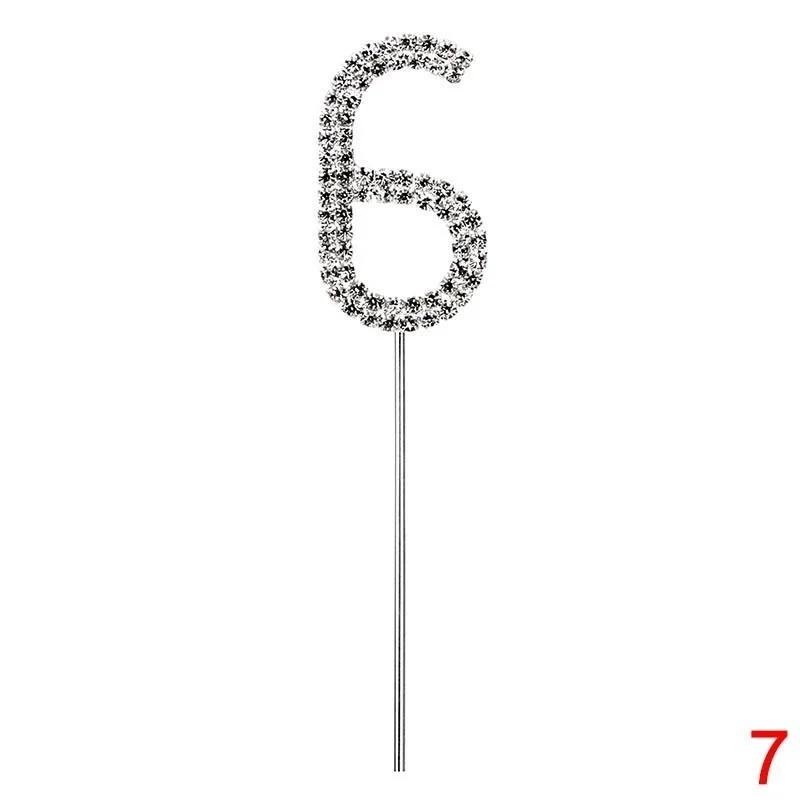 Cake Pick Silver Number Topper Clear Rhinestone Diamante GEM 0 1 2 3 4 5 6 7 8 9