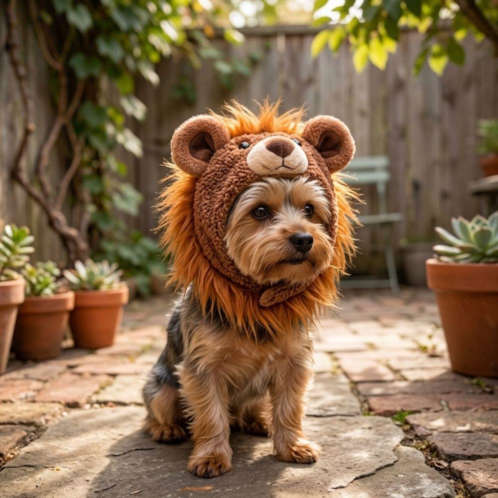 Funny Dog Plush Lion Hat Skin Friendly Cat Costume Headwear Cat Lion Shape Hood Birthday Gift