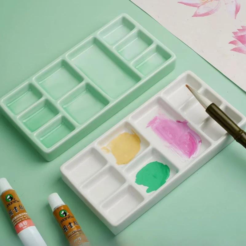 Ceramic Checkered Color Palette Students Chinese Painting Watercolor Gouache Acrylic Painting Specialized Color Palette