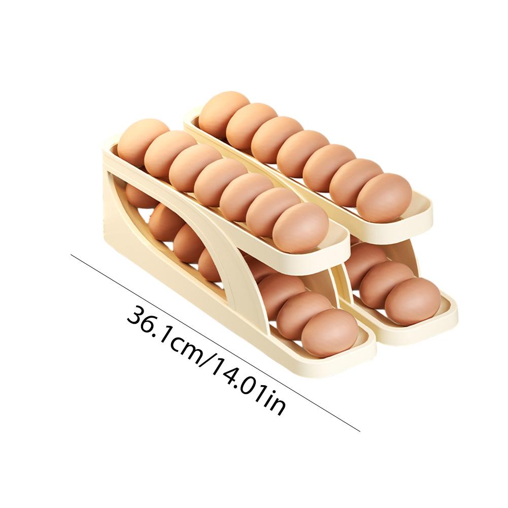 Egg Storage Box Egg Case Holder Large Capacity Egg Tray Organizer Household Space-Saving Eggs Rolling Rack for Refrigerator