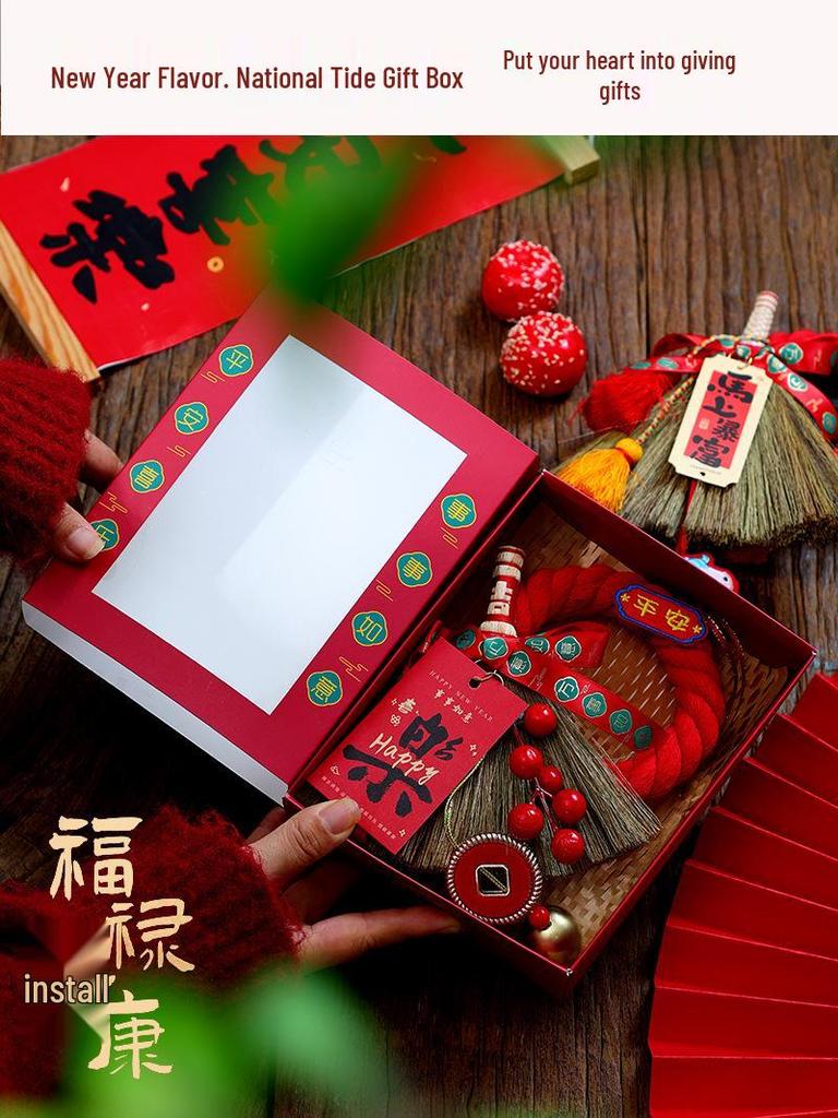 Festive Door Handle Broom Ornament with Bells - Auspicious Hanging Decoration for Housewarming and Entryway.